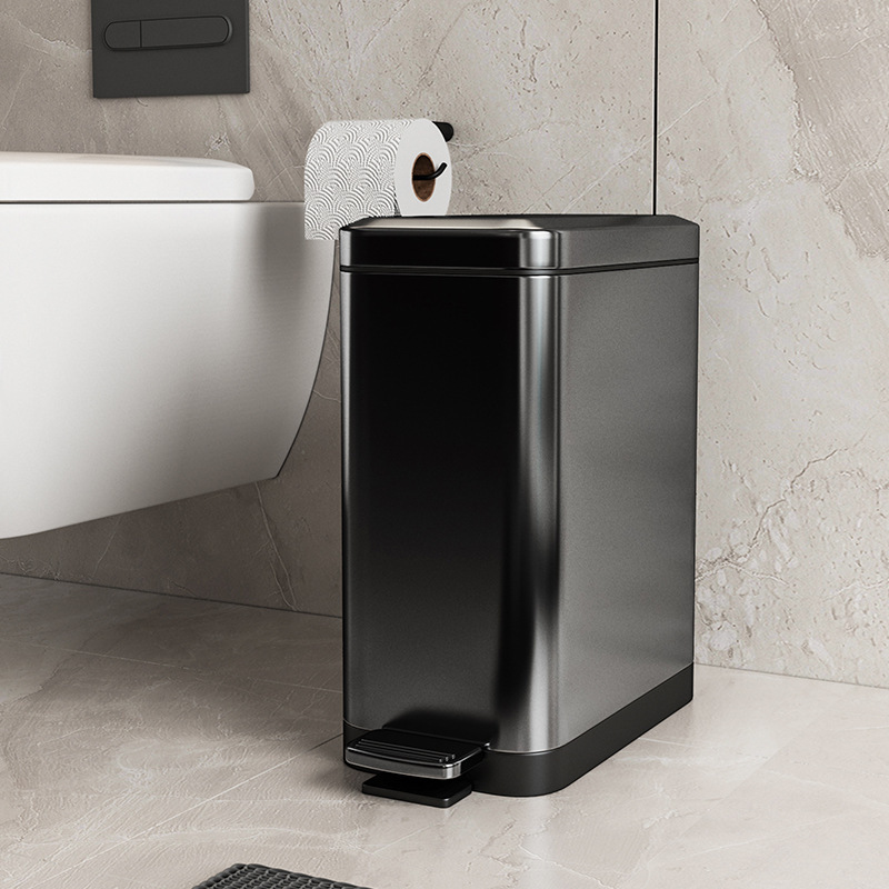 Trash Can Household Kitchen Living Room with Lid Narrow Slit Stainless Steel Foot Lid Toilet Toilet Creative Foot Peddon