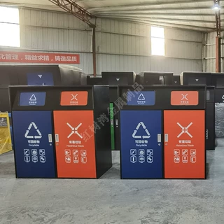 户外方形有盖物业小区街道喷塑镀锌板分类垃圾桶果皮箱工厂定制