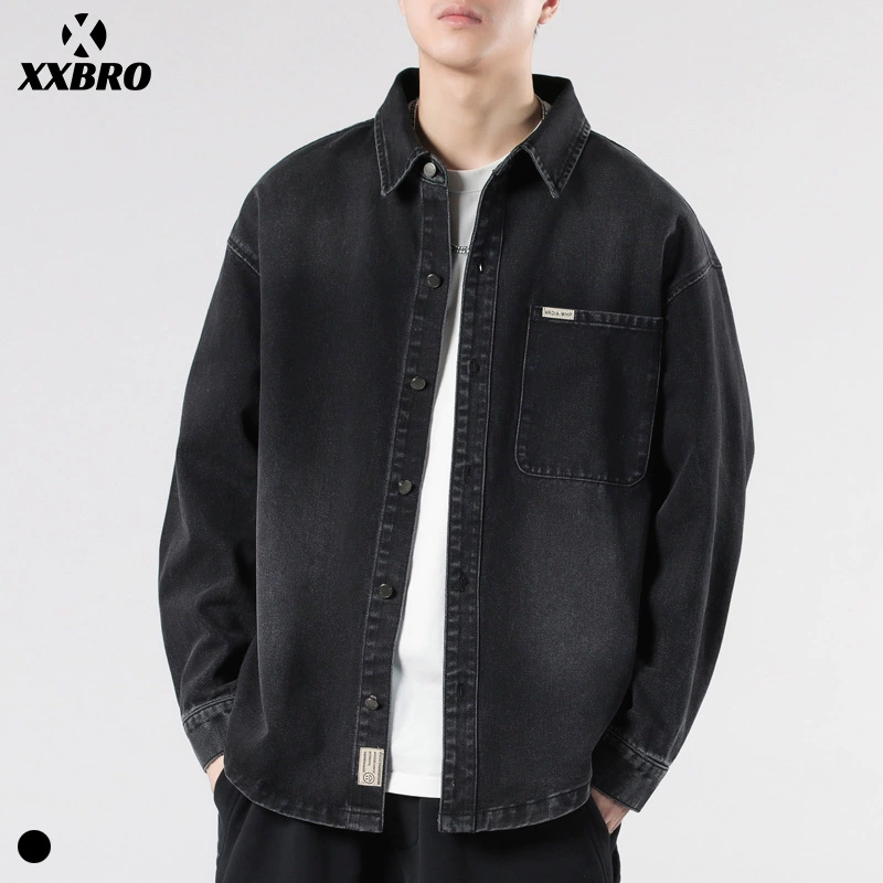 Xxbro мужская одежда # американская высокая улица ретро черный студент осень дикий прилив джинсовая куртка для пар мужчин