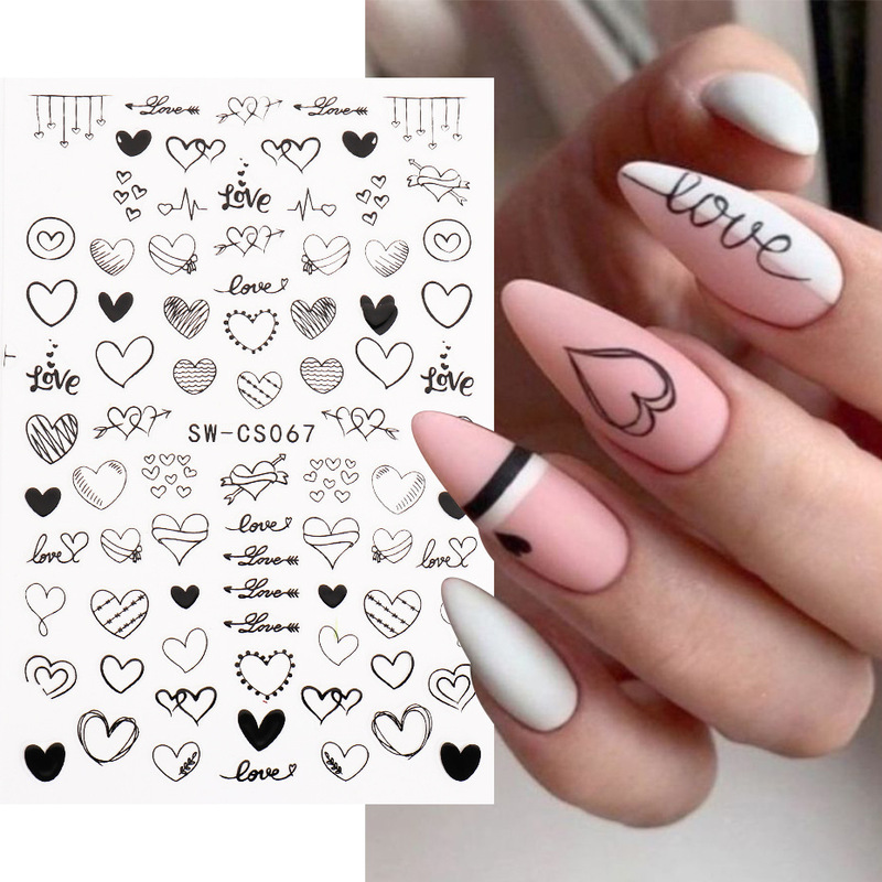 Cross-border Valentine's Day nail art stickers wholesale ins hot gold silver black and white love MOON SUN hanging chain adhesive patch Cross-border Valentine's Day nail art stickers wholesale ins hot gold silver black and white love MOON SUN hanging chain adhesive patch