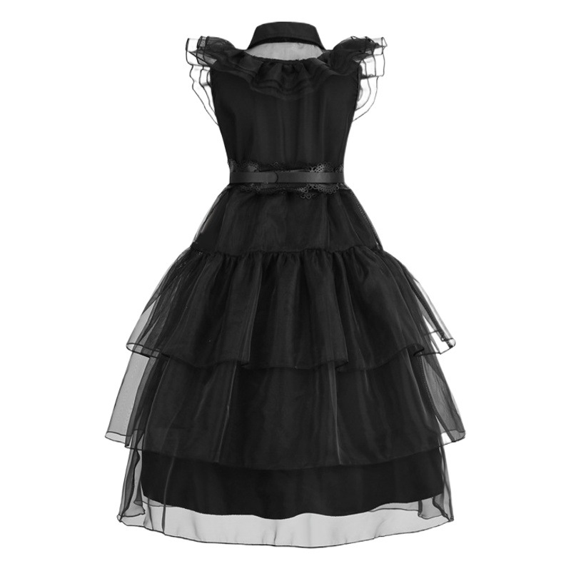 Adams cos traje de baile vestido de Halloween Miércoles Adams vestido negro Cosplay traje