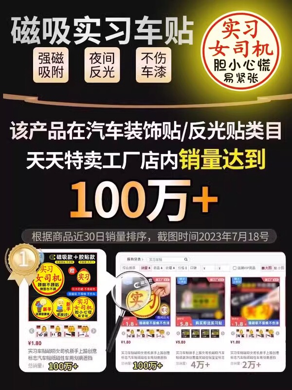 道路上の初心者のためのインターンシップ車のステッカー、車のクリエイティブ期間、自己粘着女性ドライバーのロゴ、磁気反射ステッカー、トレンディなステッカー|undefined