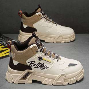 Men's Shoes 2025 New Spring Trendy Versatile High-Top Casual Thick-Soled Work Non-Slip Men's Sports Dad Shoes