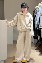 胖春秋季大码女装韩系减龄休闲运动服套装洋气显瘦两件套斤