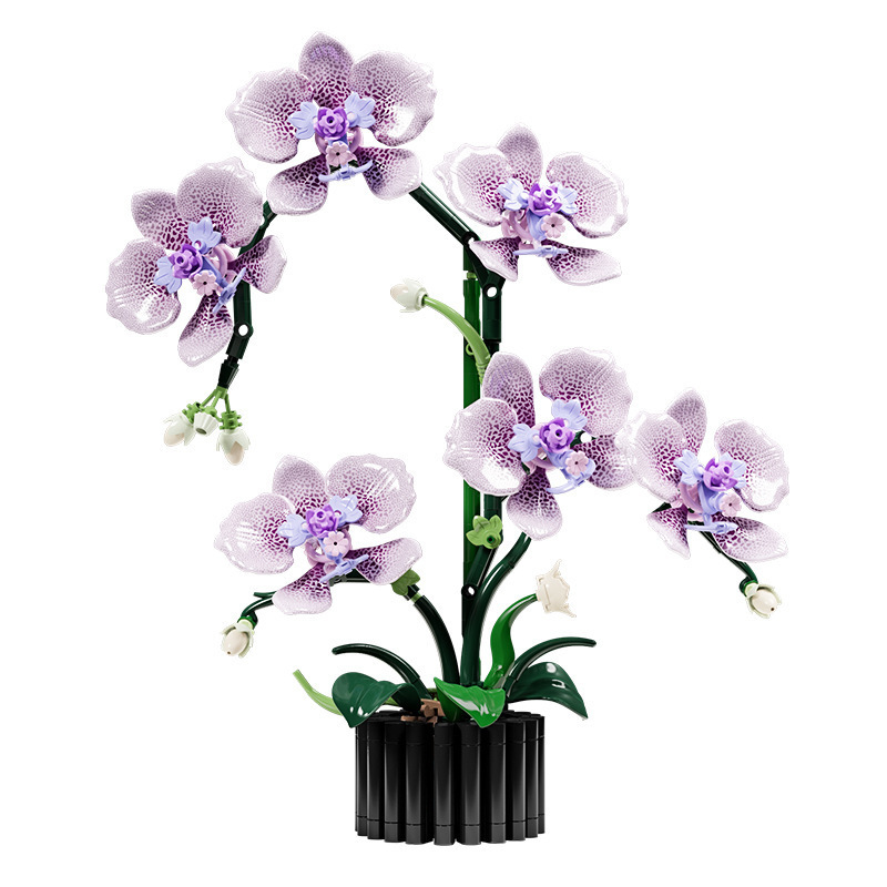 Belleza y nueva serie de orquídeas 13115 orquídeas mariposa ramo puzzle ensamblaje decoración de sala de estar bloques al por mayor transfronterizos