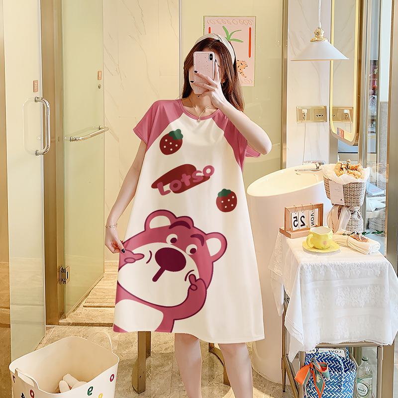 Pijamas de verano de dibujos animados de mujeres estudiantes de mangas cortas ropa de casa lindas pijamas de mujer para el sudeste asiático cross-border