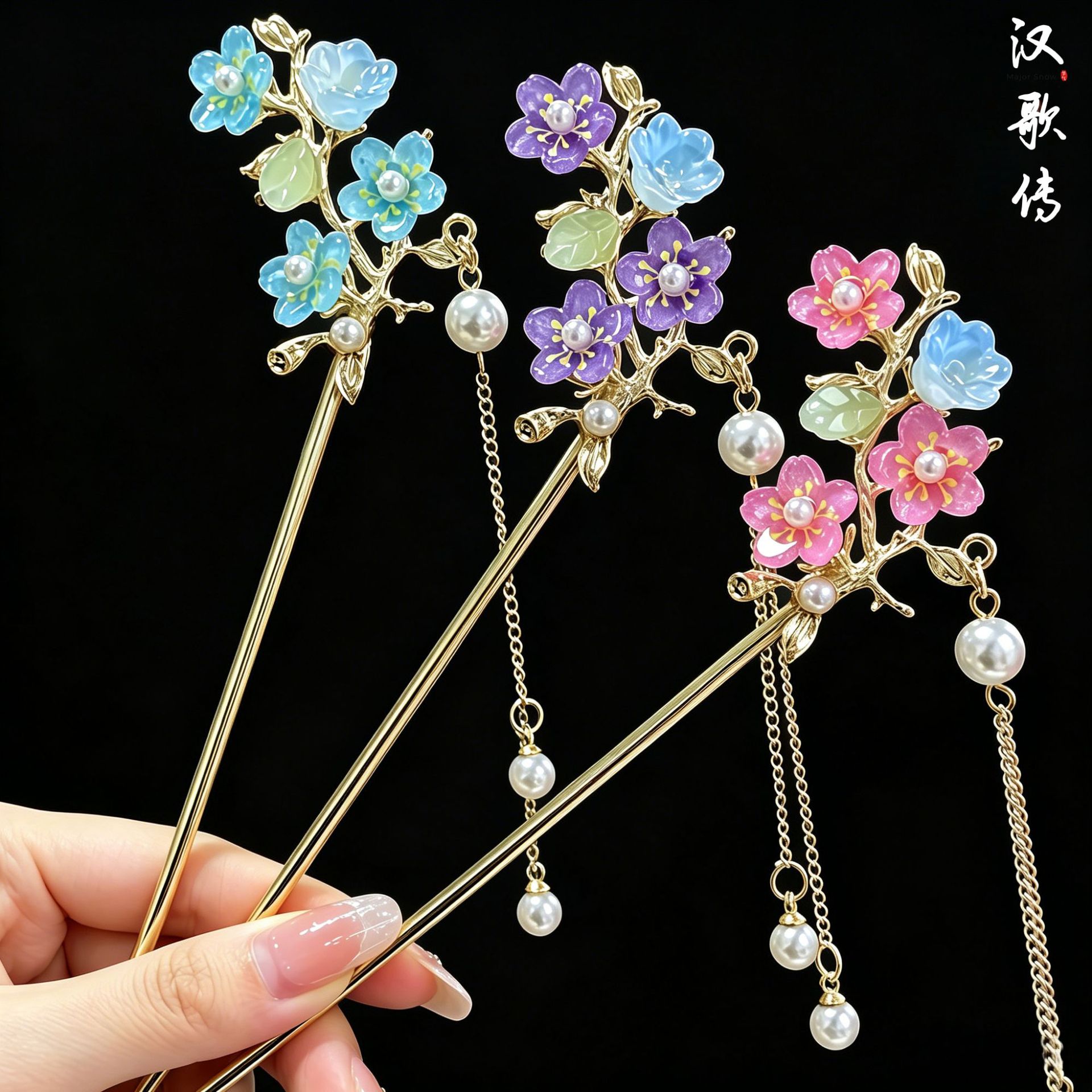 Ancient-Style Flower Hairpin, New Chinese-Style High-End Tassel Hairpin, Daily Hanfu Cheongsam Hairpin, Hairpin, Hair Accessory