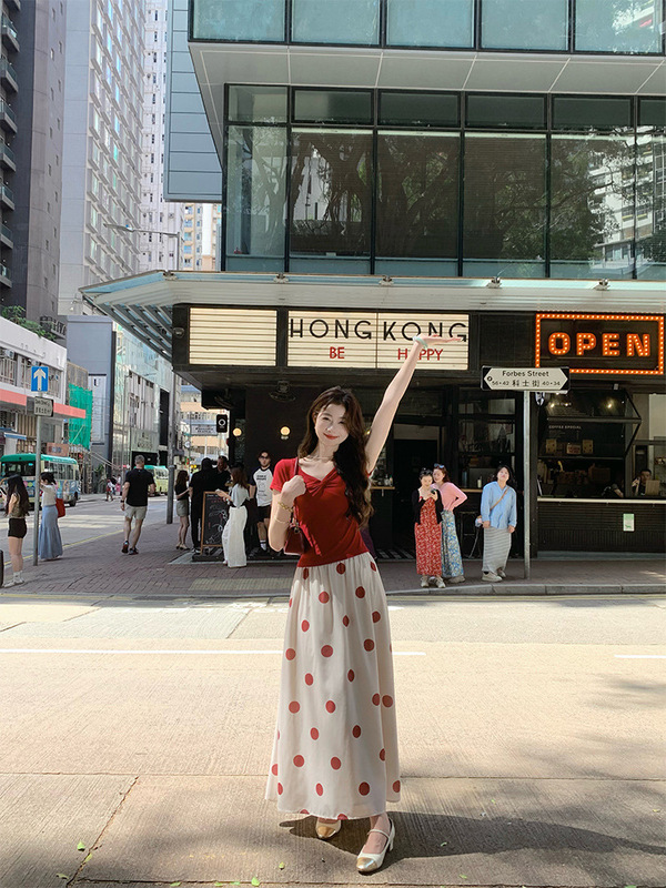 EIA一尧【波尔卡乐章】港风气质半身裙女夏韩系温柔减龄波点a字裙|undefined