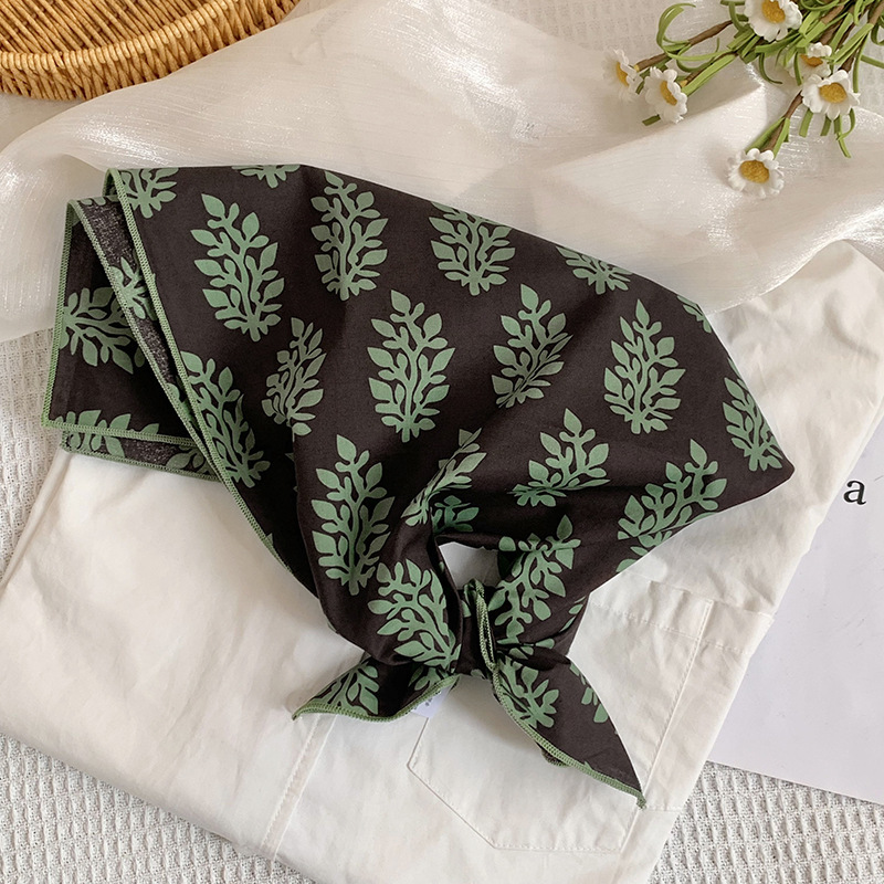 Bufanda de seda, bufanda cuadrada pequeña, nueva bufanda de seda literaria fresca, bufanda, bolso floral dulce, pañuelo en la cabeza, cinta para el cabello, serpentinas para el cabello