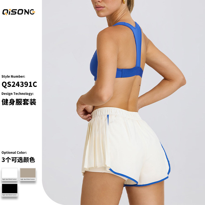 Cross-border New Pleated Mini Yoga Shorts Women's High Waist Lightweight Breathable Quick-drying Fitness Running Outdoor Sports Pants Cross-border New Pleated Mini Yoga Shorts Women's High Waist Lightweight Breathable Quick-drying Fitness Running Outdoor Sports Pants