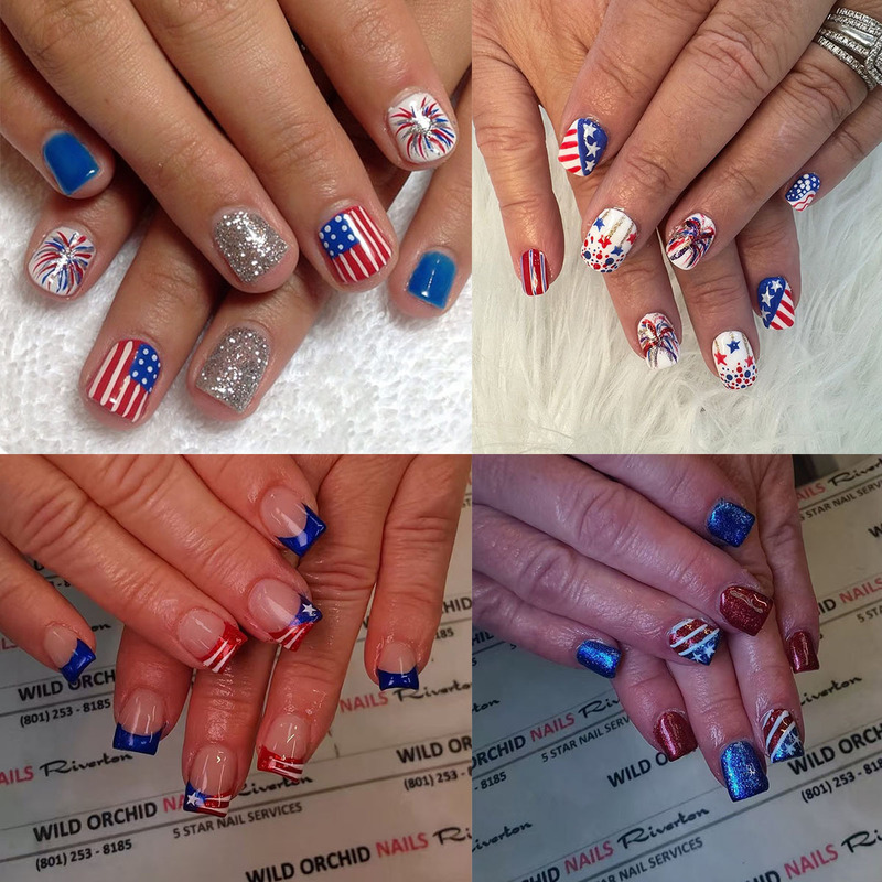 2026 New Independence Day Wearable Nails Red Blue White French Style Nails Fireworks Stars Flags Press-On Fake Nail Pieces