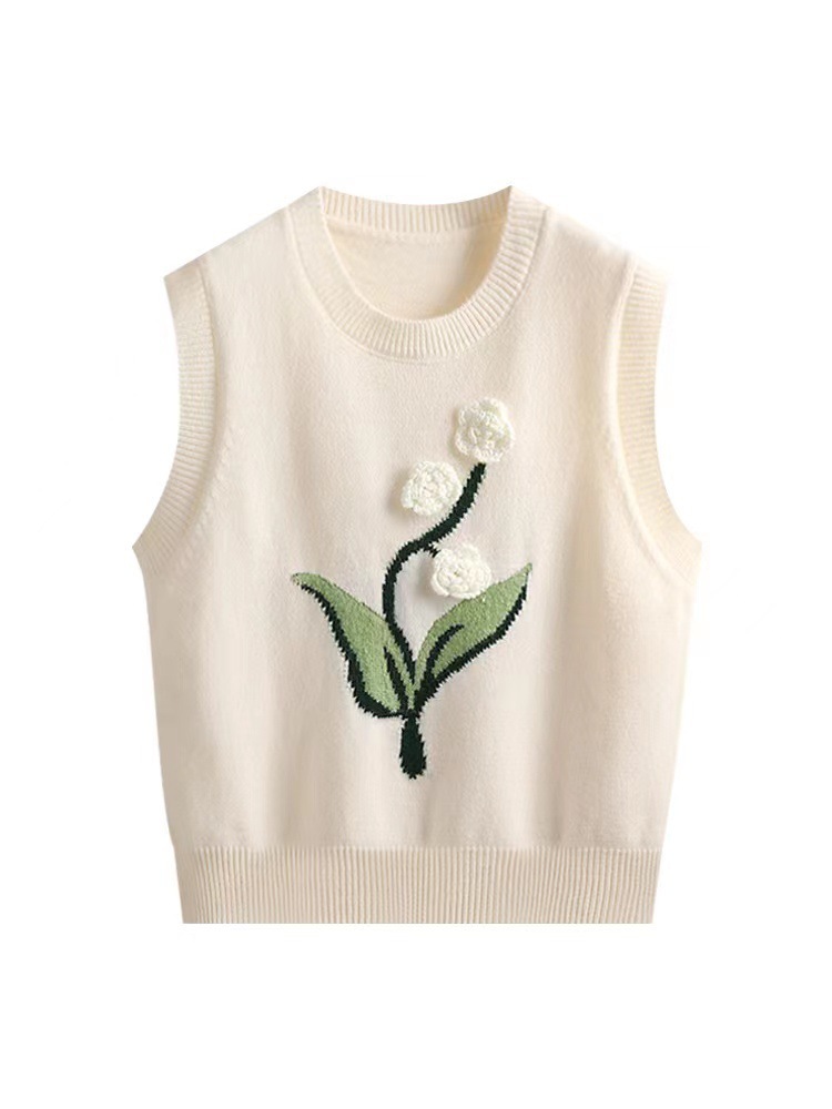 24 Dongpuyuan suave estilo coreano flor tridimensional chaleco de punto para mujeres 2024 mañana image 8