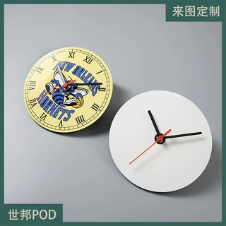 纪念品20cmMDF挂钟跨境代发热升华来图定制创意钟表