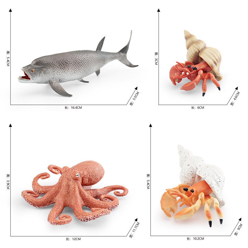 Simulación transfronteriza Marina modelo animal submarino biológico pulpo espada tiro peces cangrejo ermitaño escritorio decoración adornos estáticos