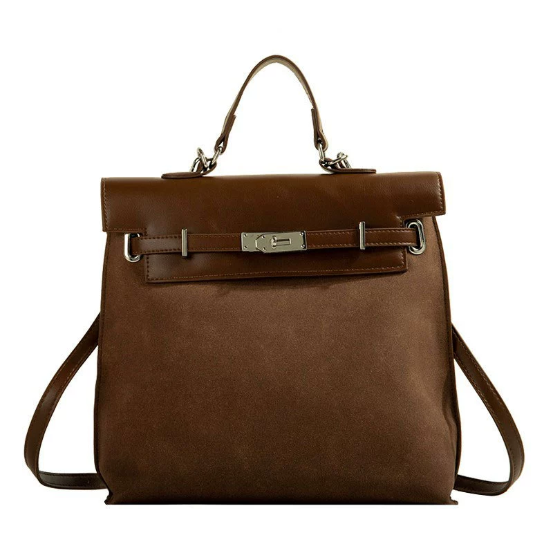 Retro handheld fashionable capacious travel bag, matte backpack