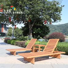 户外海棠木躺床沙滩椅躺椅游泳池庭院室外阳台别墅防腐实木休闲椅