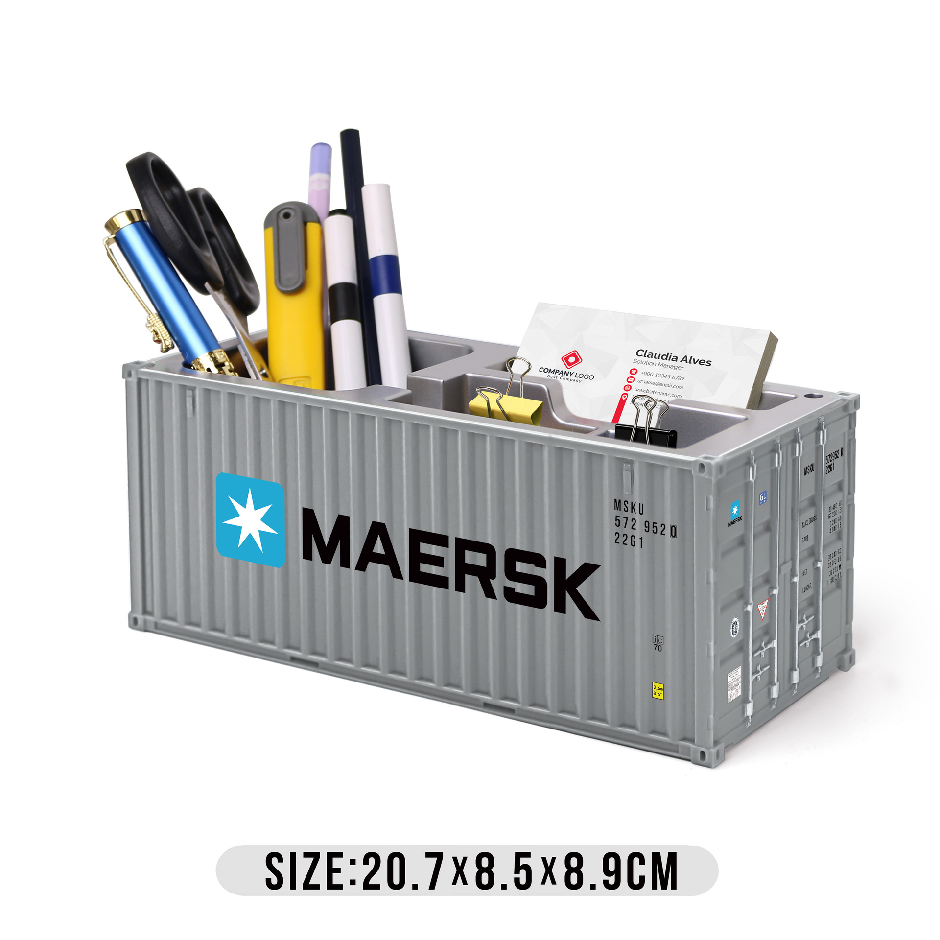 Caja de tarjetas de visita gris Maersk Pen Holder