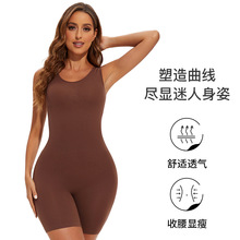 跨境欧美无缝塑身连体衣短裤大码美体收腰塑身收腹提臀紧身连体衣