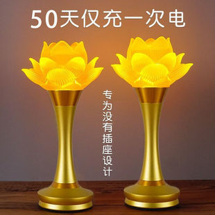 观音灯莲花灯led佛灯供佛莲花灯佛灯充电新款荷花一对款长明灯-阿里巴巴