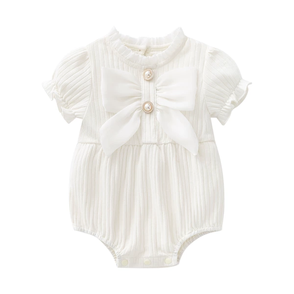With bow, white, with short sleeve
