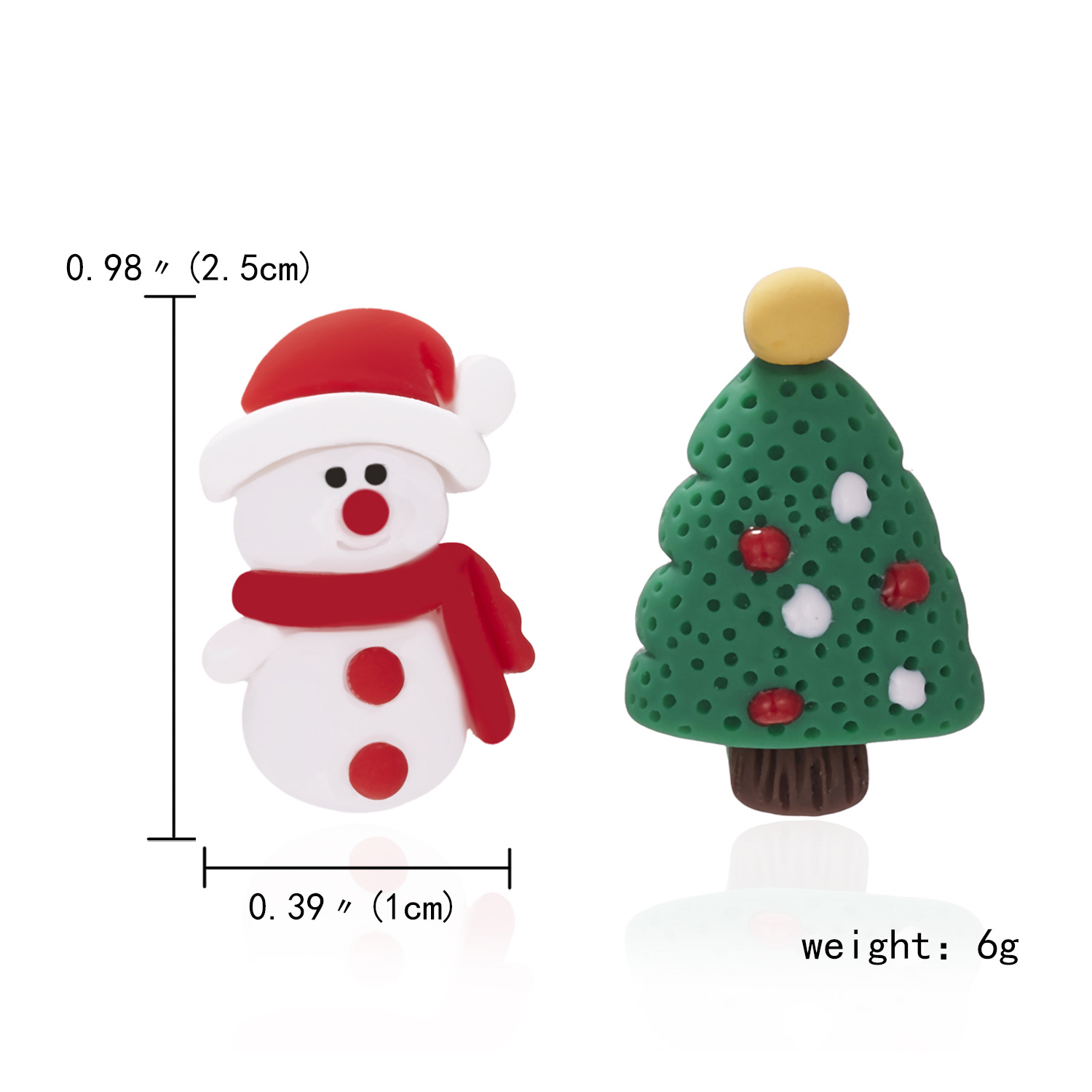 1 Pair Fashion Christmas Tree Santa Claus Snowman Epoxy Soft Clay Ear Studs display picture 3