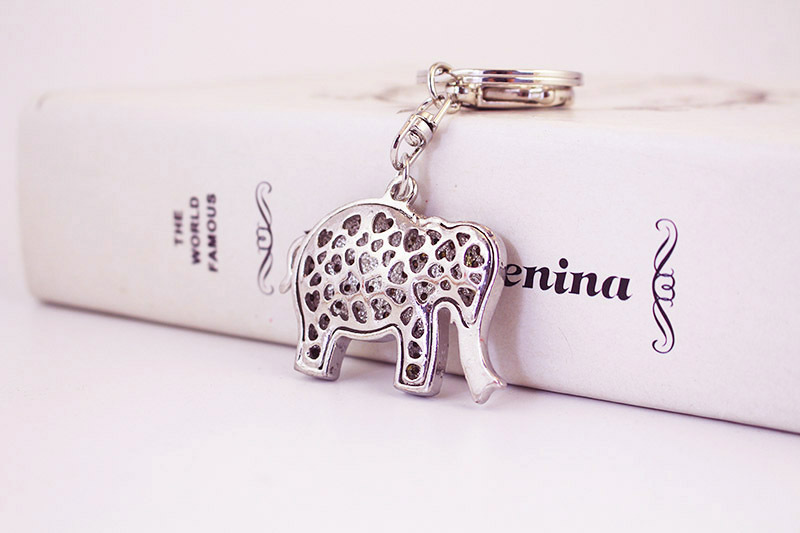 Plating Design Cute Elephant Zinc Alloy Plating Rhinestones Unisex Keychain
