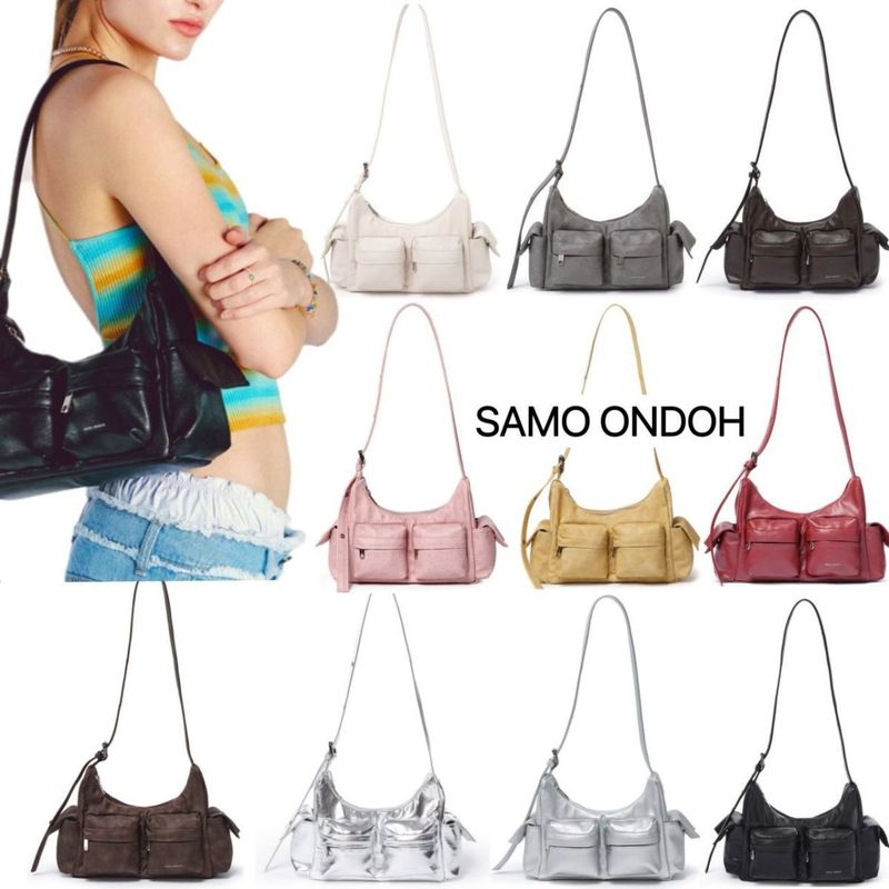 Samo Ondoh 韓国ファッション女性脇の下オートバイショルダーバッグマルチポケット調節可能なクロスボディバッグ|undefined