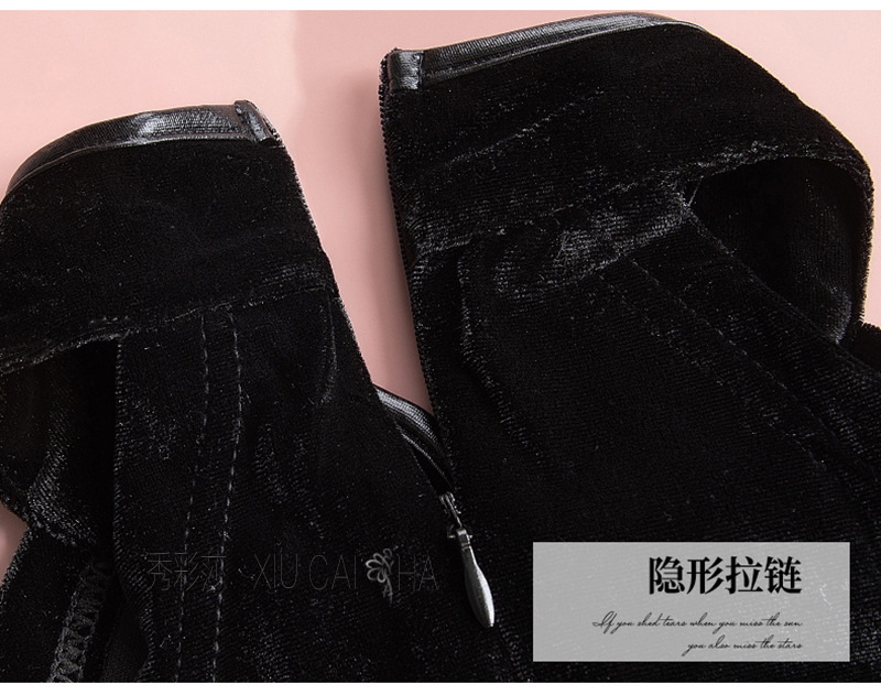 Embroidered Velvet Cheongsam Lingerie Set with Thong, Roleplay Uniform, One Size — detail image 14
