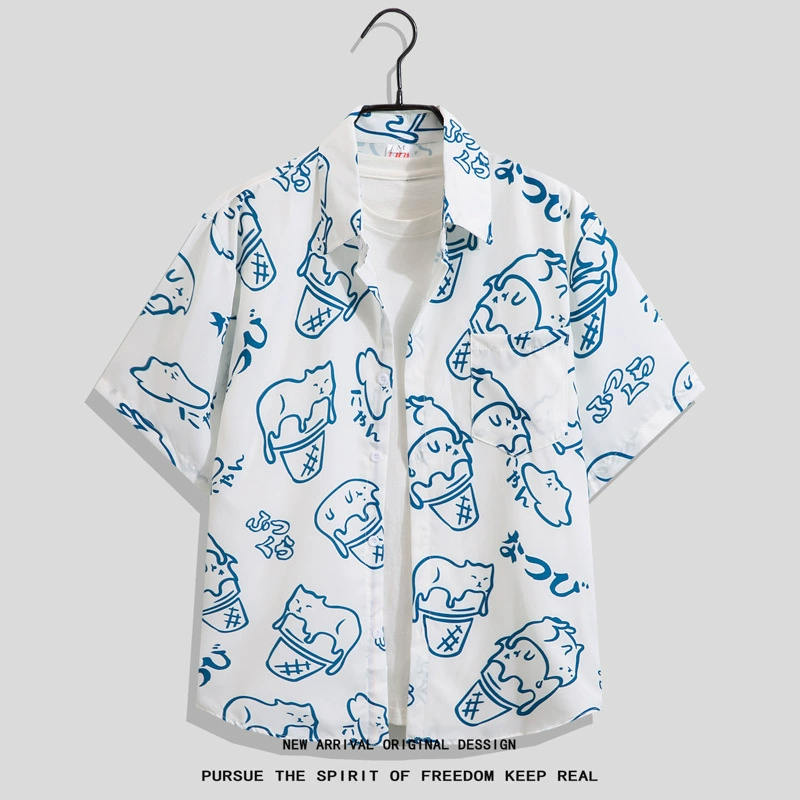 Рубашка Summer oversize хип‑хоп короткий рукав, унисекс, свободный крой (размеры до 4XL)