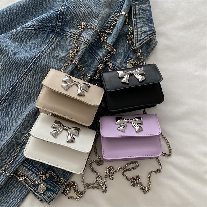 Bolsa de hombro de cadena sólida coreana de textura extranjera simple 2025 verano nuevo mini bolso cuadrado bolso de mujer