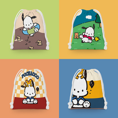 Cute Dachshund Zipper Pouch Cartoon Small Fabric Bag Student Mess Storage Bag Makeup Bag Portable Toiletry Bag
