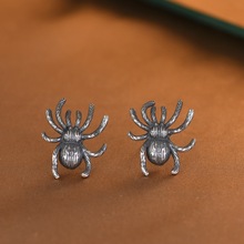 金鹿王 S925银复古个性做旧蜘蛛耳钉潮人设计昆虫女款耳坠配饰