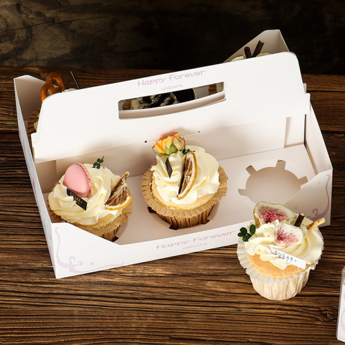 Transparent cupcake box 4 pieces 6 pieces small cake cup holder portable pastry muffin cup egg tart baking packaging box