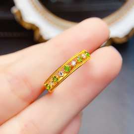 跨境专供天然沙弗莱S925戒指2*2mm珠宝首饰手链女生配饰工厂批发