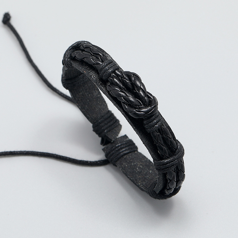 European and American retro simple leather multi-layer menu0027s woven leather bracelet