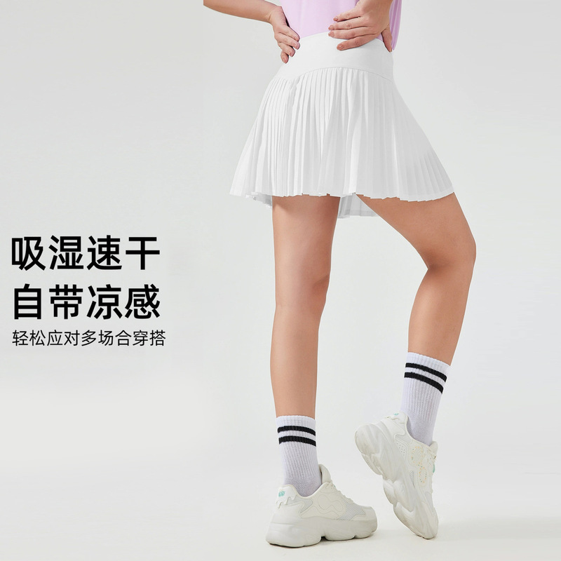 Summer High Waist Tight Belt Pocket Tennis Skirt Women's Quick-drying Anti-glare Fitness Sports Shorts DK383