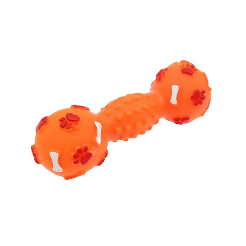 Suministros para mascotas vinilo sonido mancuerna perro juguete hueso molar limpieza dental suministros de entrenamiento para perros Barbell toy