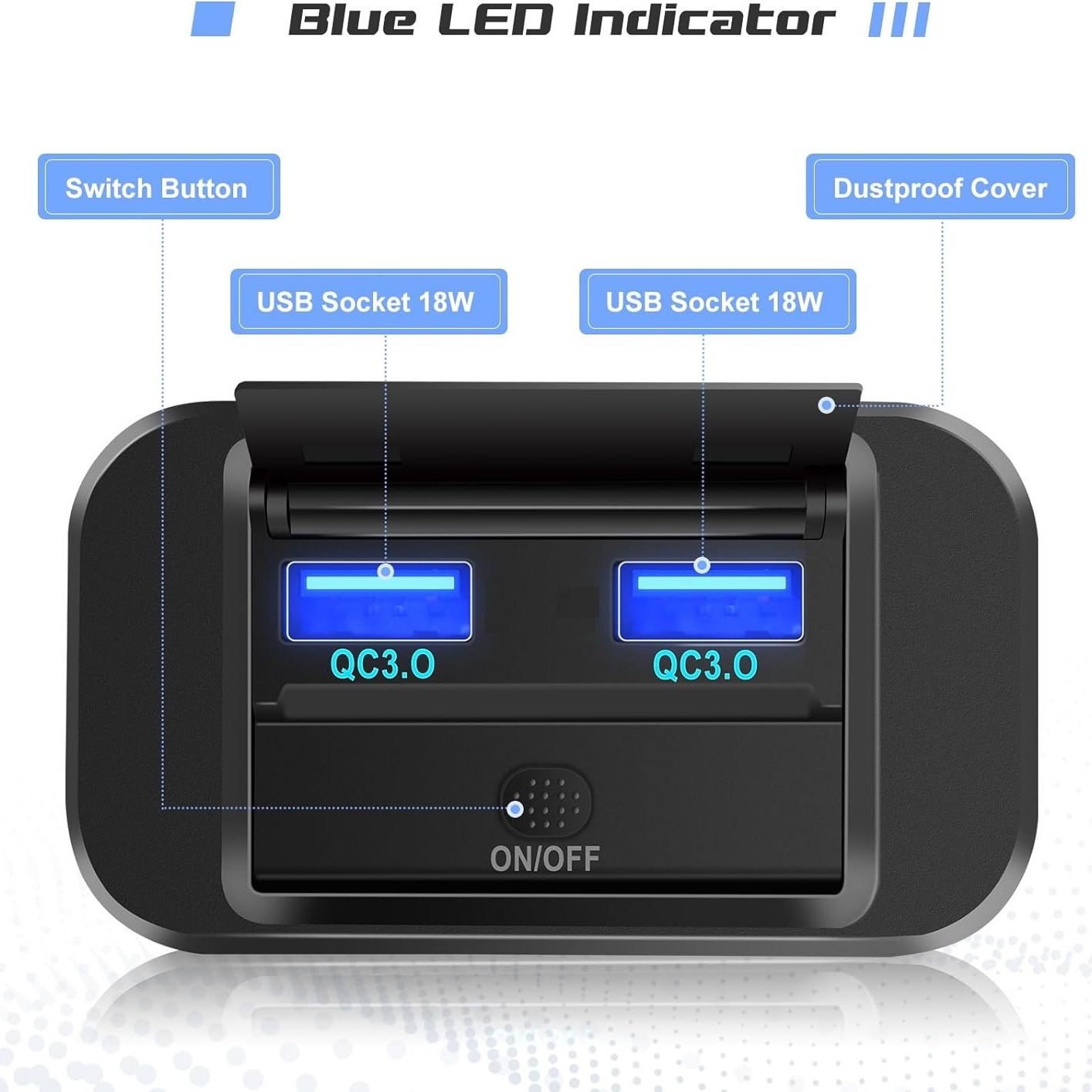 Nuevo RV bus teléfono móvil dual USB cargador socket 12-24V entrada modificación dual qc3.0 con prensa