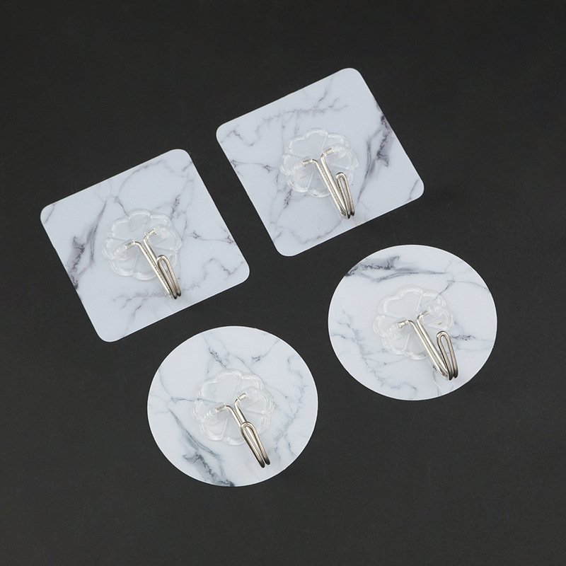 Marble Pattern Hook Light Luxury Fashionable Household Hook High-grade Sense Strong Adhesion Non-punching Hook for Toilet Door Rear