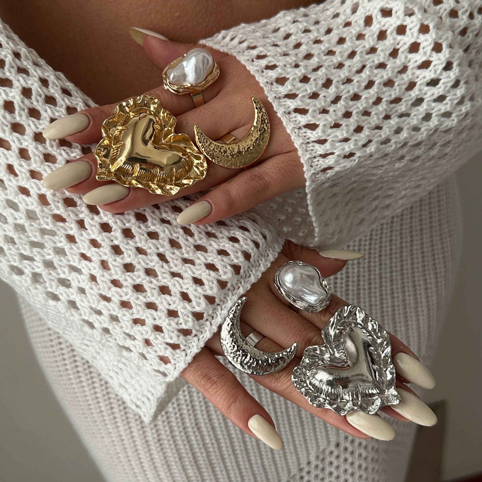 Simple Style Classic Style Geometric Heart Shape Alloy Plating Women's Open Rings display picture 12