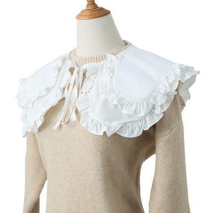 2021 New upper and lower two layers of doll collar women autumn and winter trendy ruffled Palace style small shawl false collar