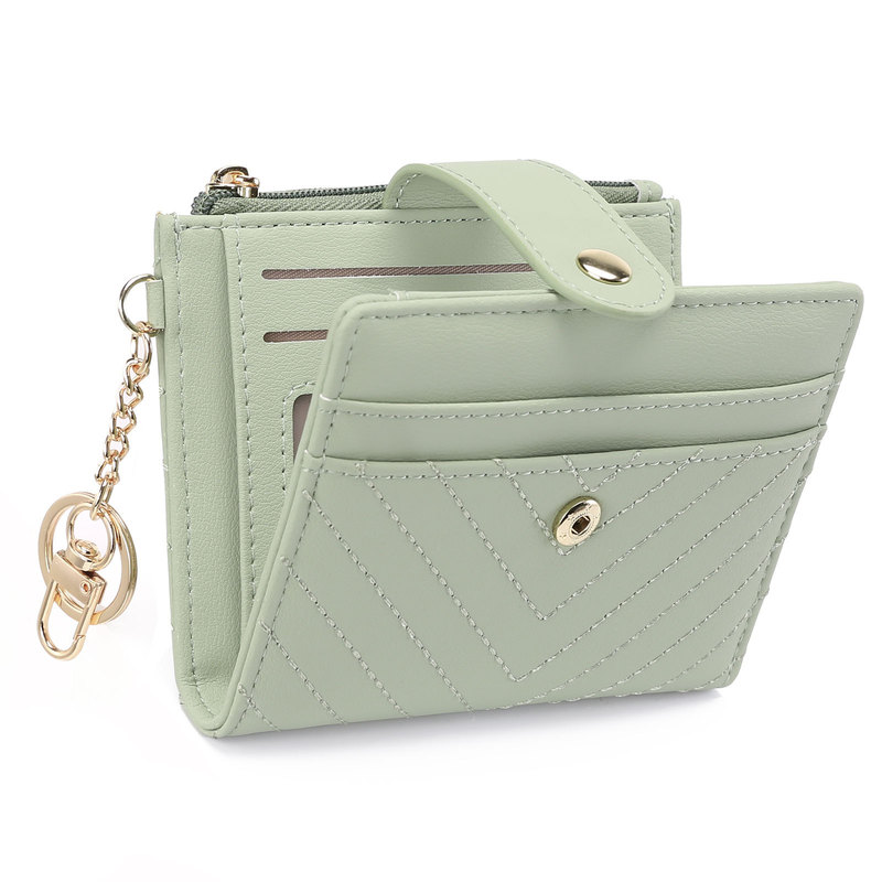 Gaekeao Hot-Selling Women's Ultra-Thin Wallet Pu Leather Card Holder with Keychain Zipper Id Bag Manufacturer in Stock