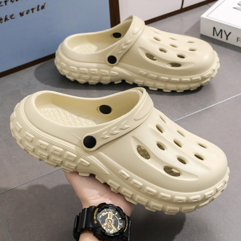 Men's Casual Tire-Soled Eva Beach Sandals with a Poop-Feeling Toe Cap, Trendy Outer Wear Thick-Soled Garden Clogs