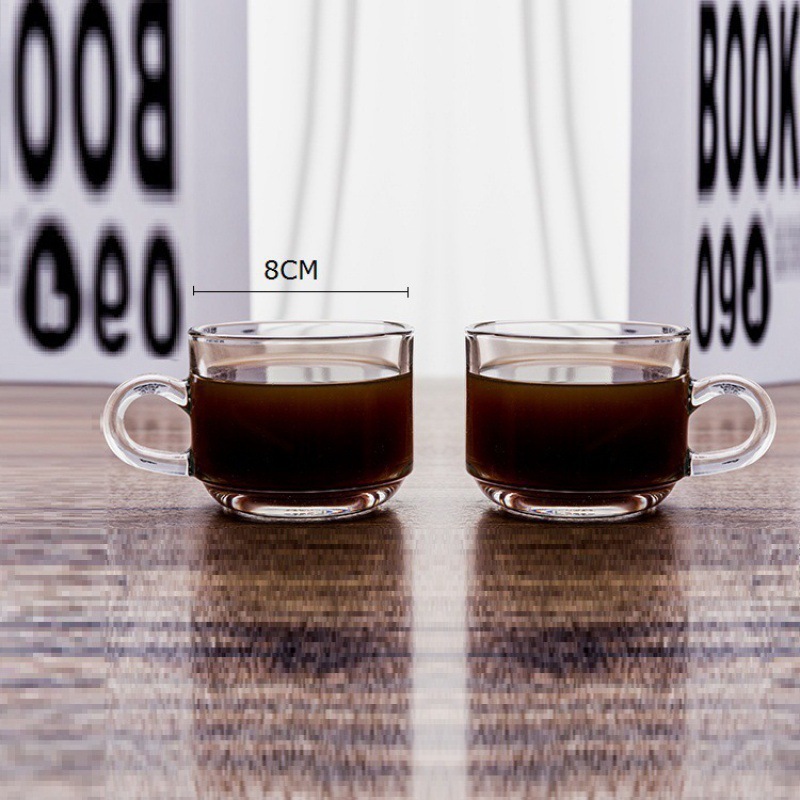 Juego de taza y platillo de café de cristal estilo europeo, transparente, creativo, de alta calidad, con asa, taza de té, taza de agua, taza de leche grabada, diseño simple.