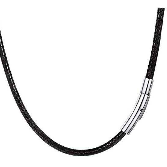 不锈钢薄边按扣蜡绳项链绳 挂绳 吊坠绳 饰品项链绳批发