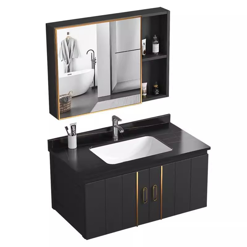 tablero de roca espacio aluminio lavabo gabinete combinado lavabo gabinete lavabo tipo integral simple tipo de pared colgante