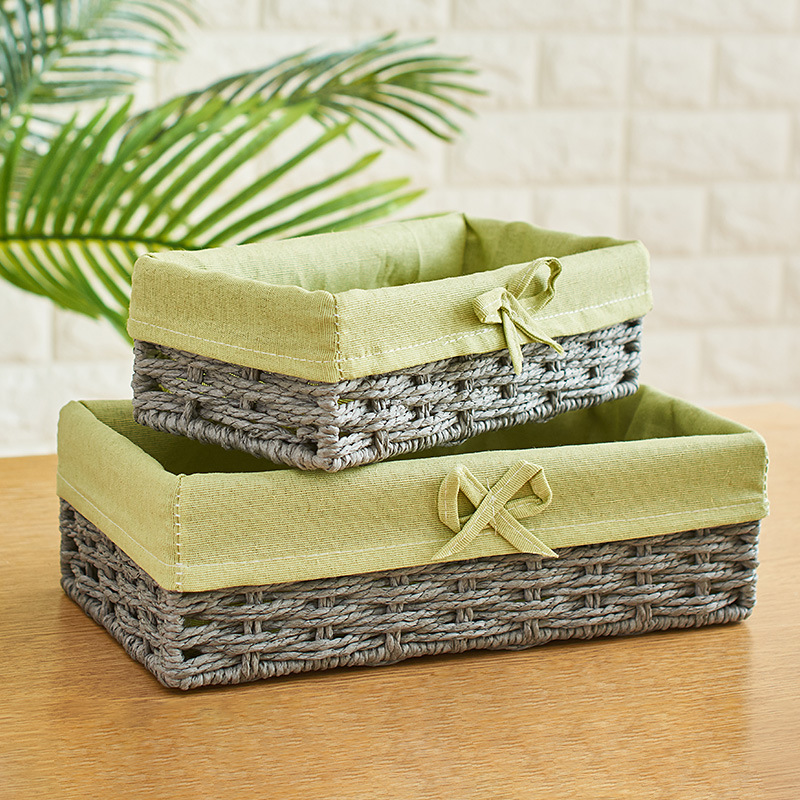Cesta de almacenamiento de paja Cesta de almacenamiento de ropa sucia Cesta de almacenamiento de bocadillos Caja de almacenamiento miscelánea Almacenamiento de dormitorio Marco de almacenamiento tejido Fábrica al por mayor