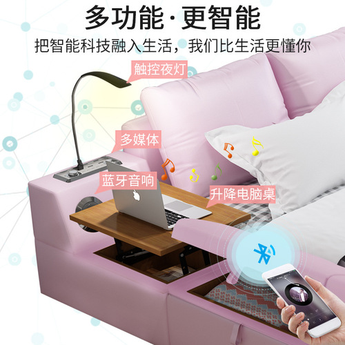 Double-Sided Leather Bed for Master and Baby with Guardrail and Anti-Fall, Modern Minimalist Extended Splicing Children's Mother and Child Bed