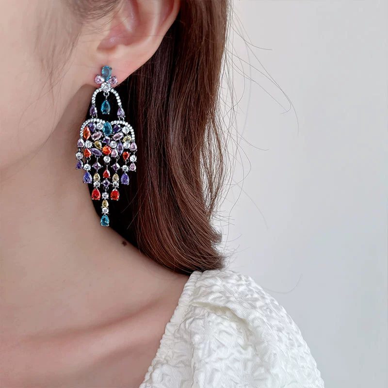 Подвесные серьги с cubic zirconia, европейский городской стиль, светильник люстра, легкий вес 0.01 кг