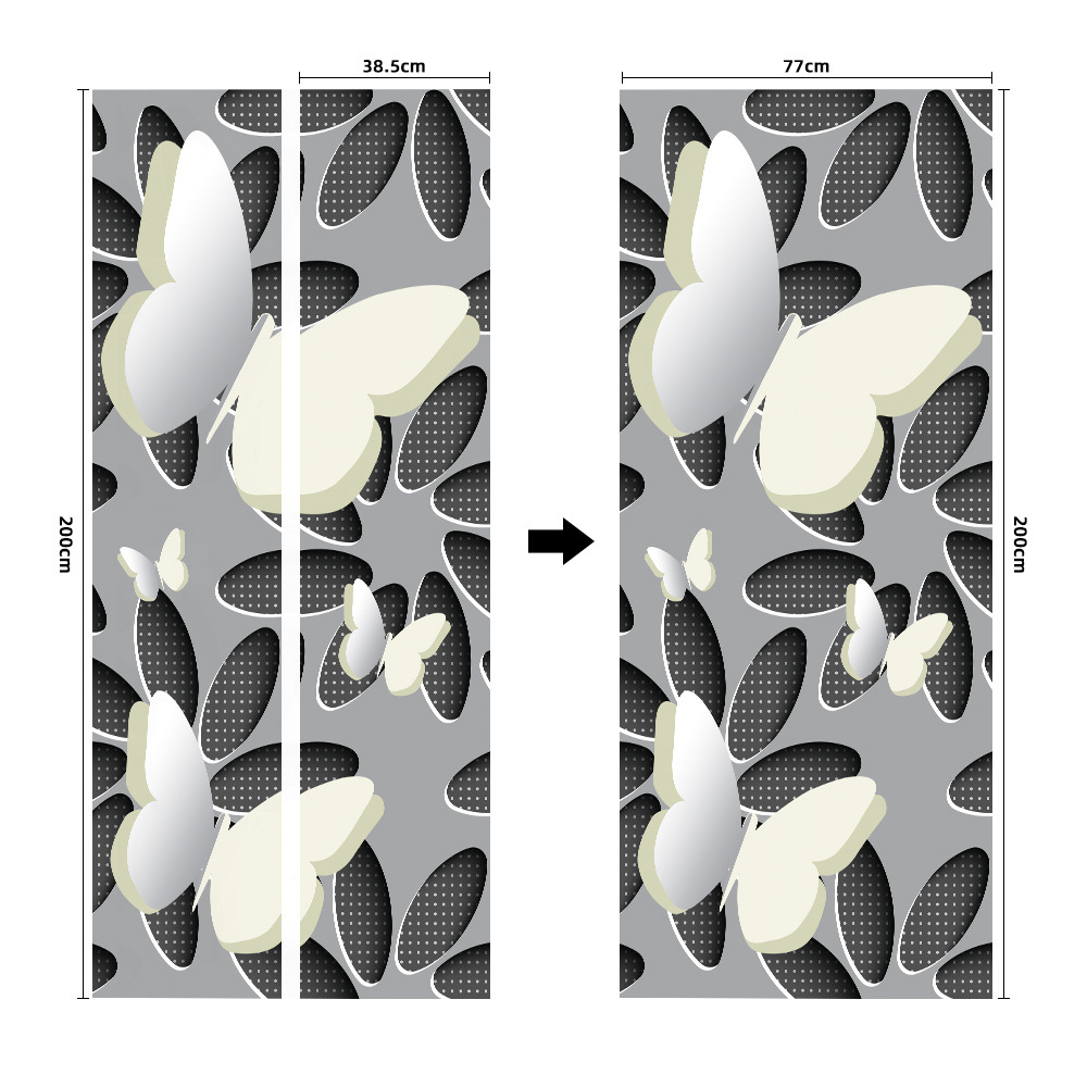 Pegatinas para puertas 3D respetuosas con el medio ambiente, autoadhesivos, fabricantes de origen al por mayor, patrones populares transfronterizos de alta definición, adhesivos para puertas impermeables, a prueba de aceite y antiincrustantes